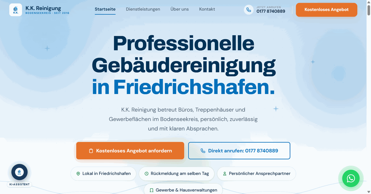 Website von KK Gebäudereinigung